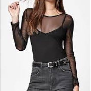 LA HEARTS mesh long sleeve top